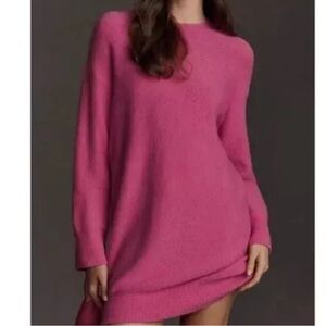 Anthropologie Pink Knit Sweater Dress